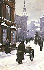 A Street Scene In Winter, Copenhagen by Paul Gustave Fischer